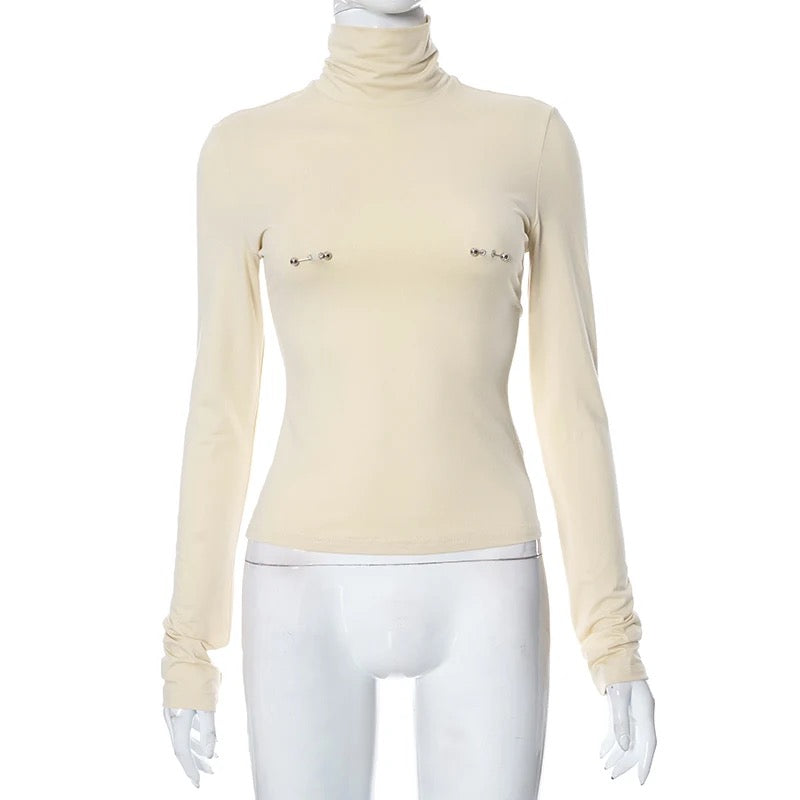 Bluza bej ‘Nipple Piercing’