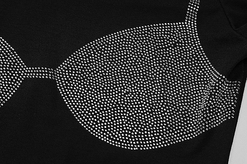 Top negru "Rhinestones Bra" - Crop top negru cu detalii din strasuri