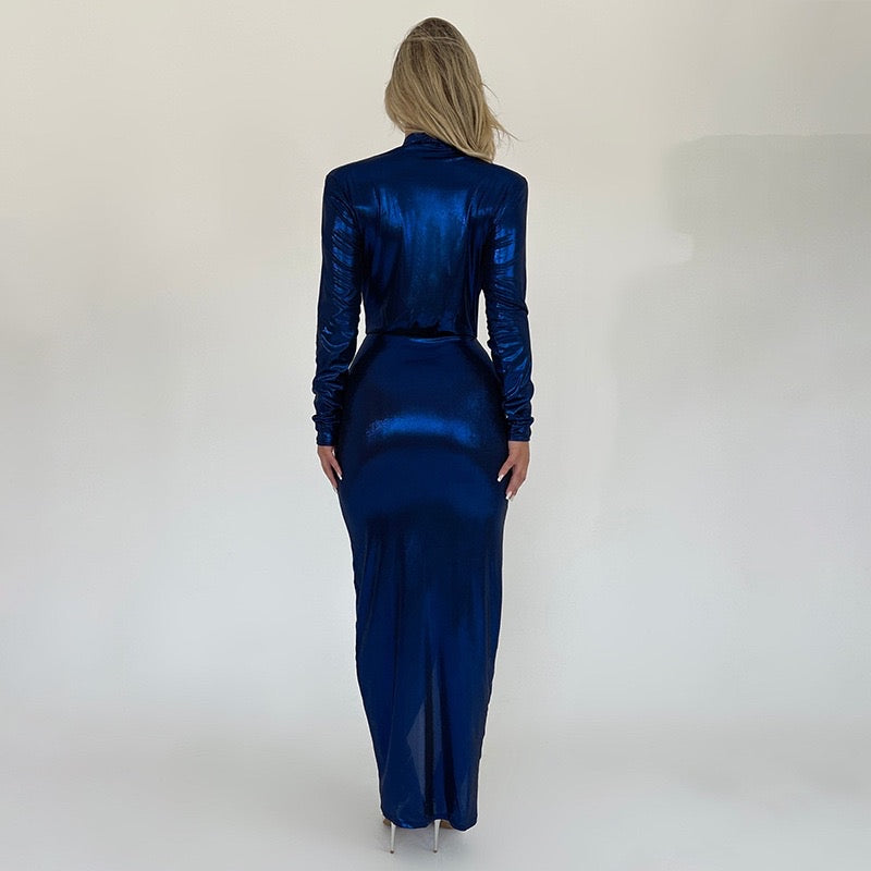 Rochie metalica 'Elegance' Albastru