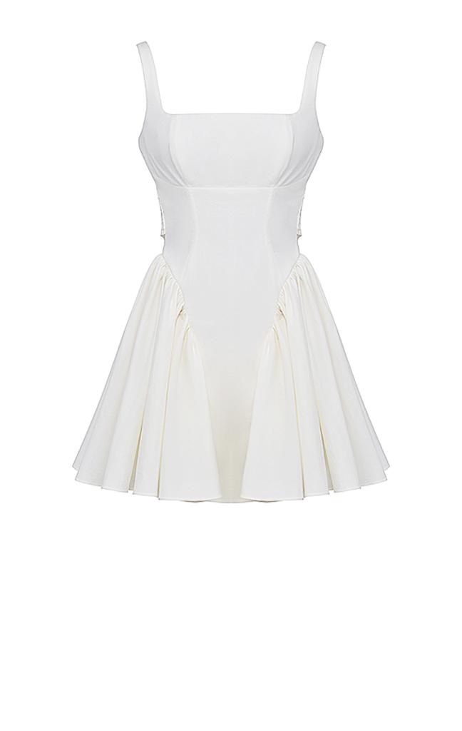 Rochie Ivory 'Cute Angel' - Rochie scurta de ocazie ivory cu spatele gol si detaliu cu fundita