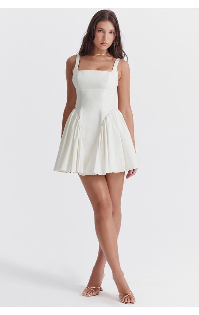 Rochie Ivory 'Cute Angel' - Rochie scurta de ocazie ivory cu spatele gol si detaliu cu fundita