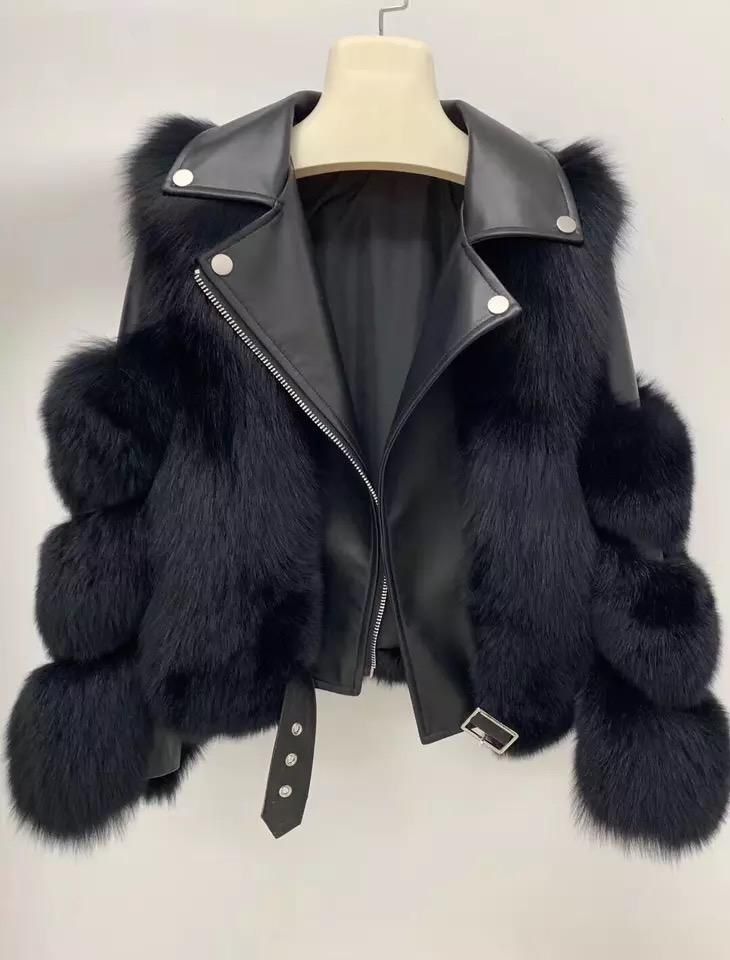 JACHETA 'FLUFFY BLACK' - Jacheta dama blana artificiala neagra