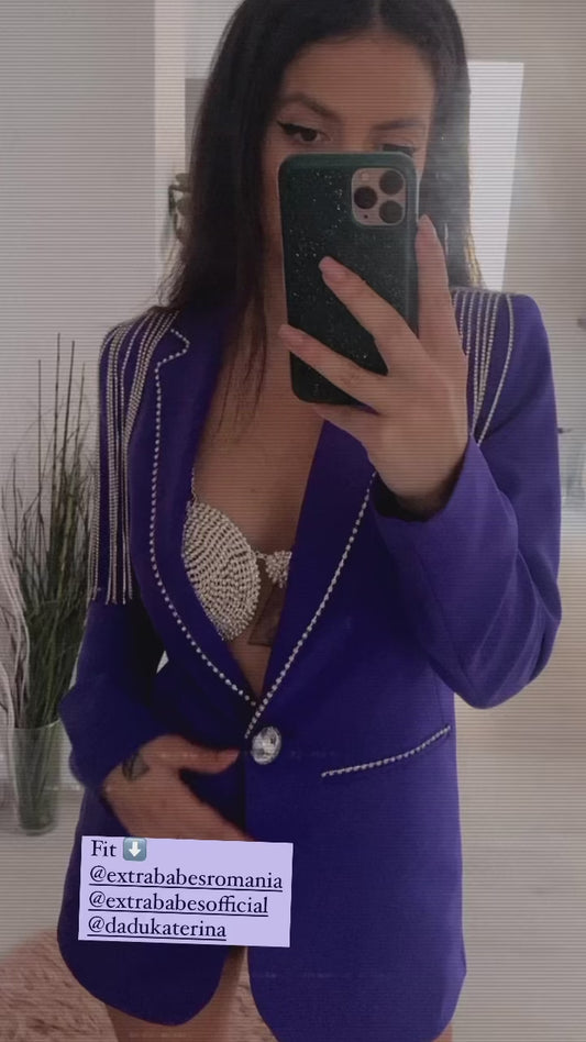 Sacou 'Purple Queen' - Sacou mov cu detalii din strasuri