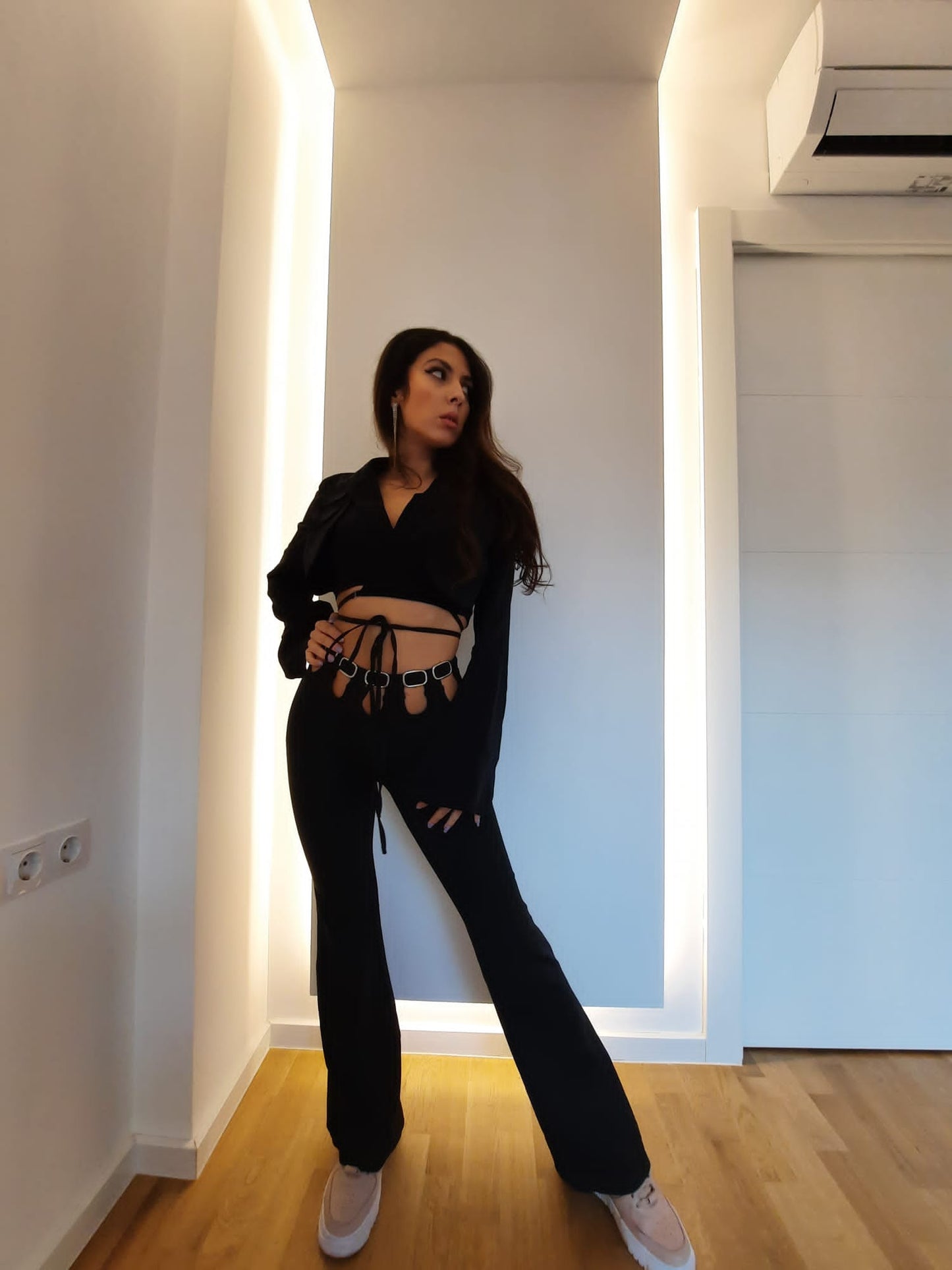 SACOU 'CROPPED - Sacou crop cu snururi pentru talie