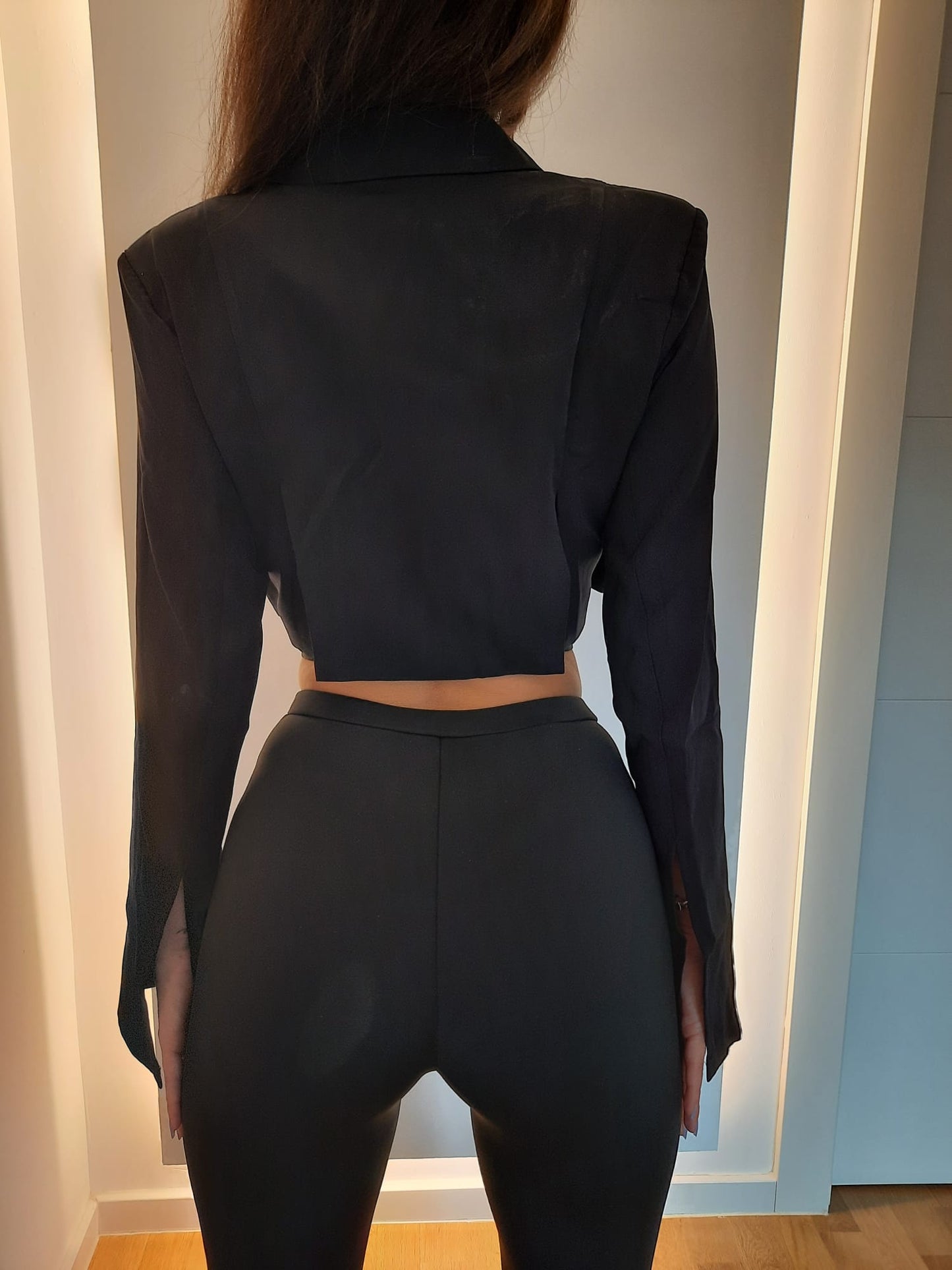 SACOU 'CROPPED - Sacou crop cu snururi pentru talie