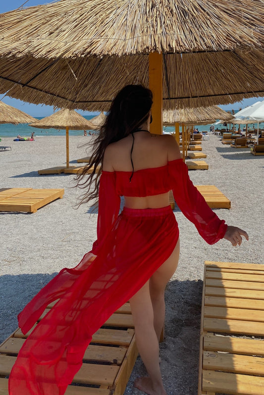 Compleu de plaja din doua piese "Punta Cana" Rosu