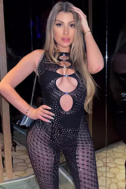 Salopeta 'Carmencita' - Salopeta de dama, croi mulat, detalii cut out, neagra