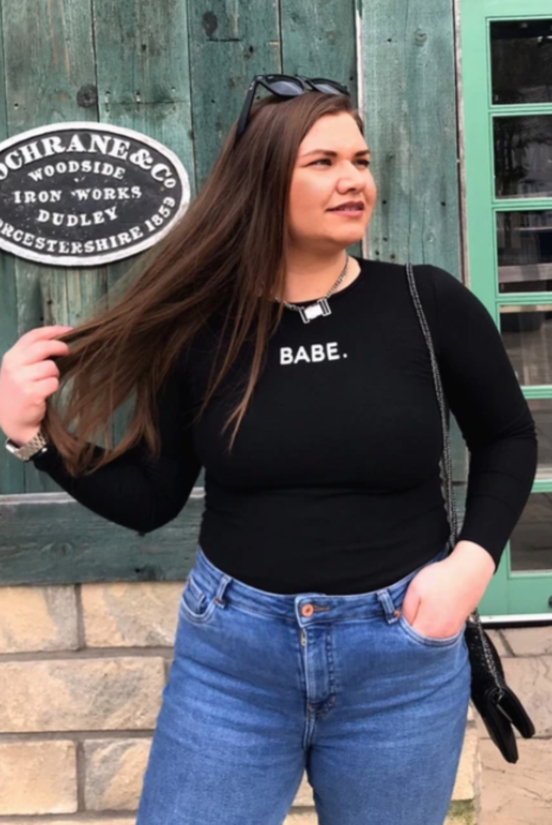 'BABE' BODYSUIT- Body dama negru cu mesaj