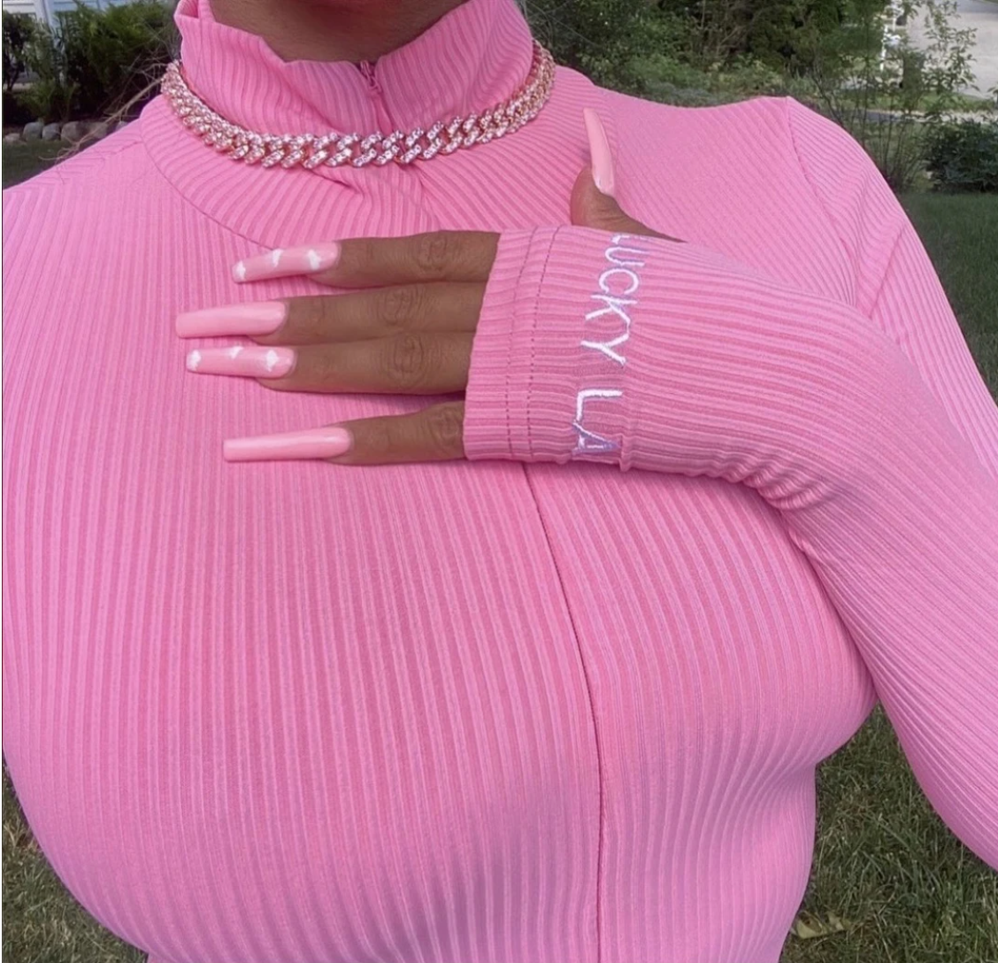 Salopeta 'PINK SPY' - Salopeta dama modelatoare, maneca tip manusa, mulata pe corp,roz