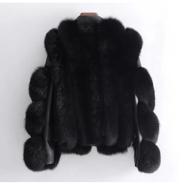 JACHETA 'FLUFFY BLACK' - Jacheta dama blana artificiala neagra