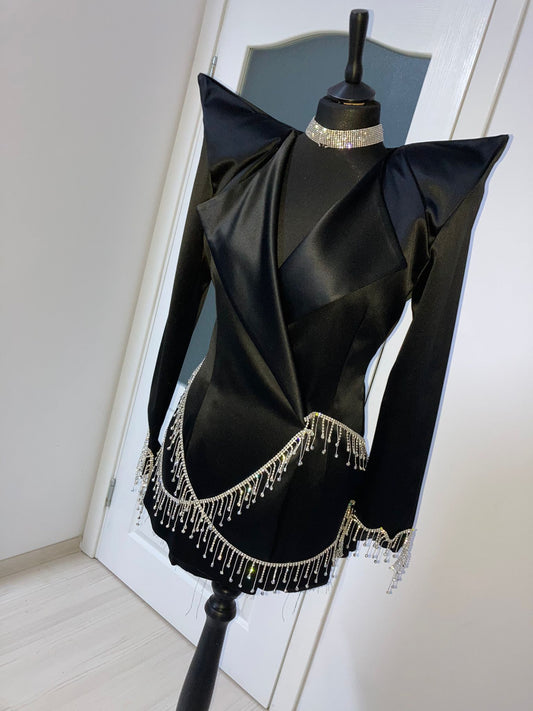 Sacou Negru 'Chandelier' - Sacou cu umeri supradimensionati