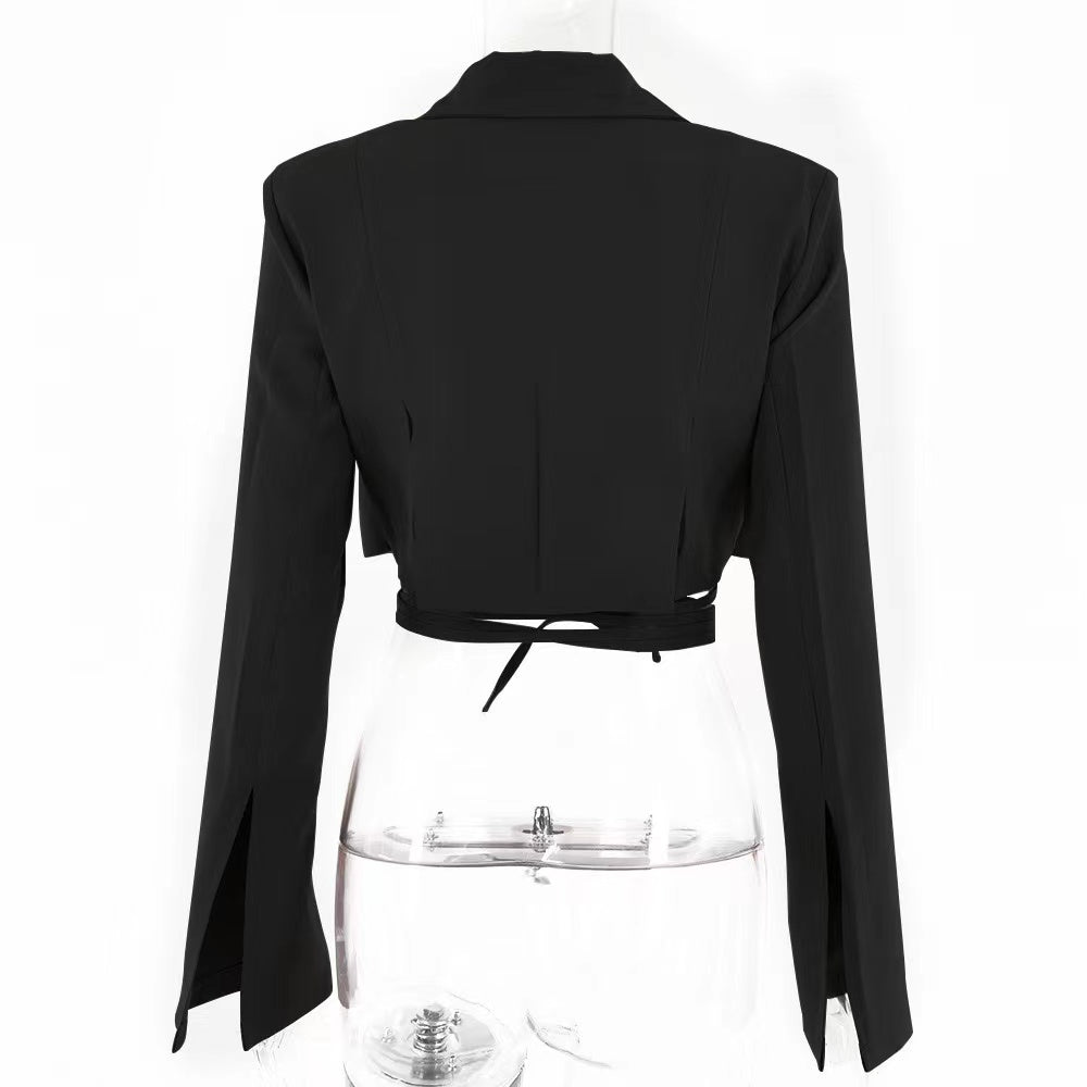 SACOU 'CROPPED - Sacou crop cu snururi pentru talie