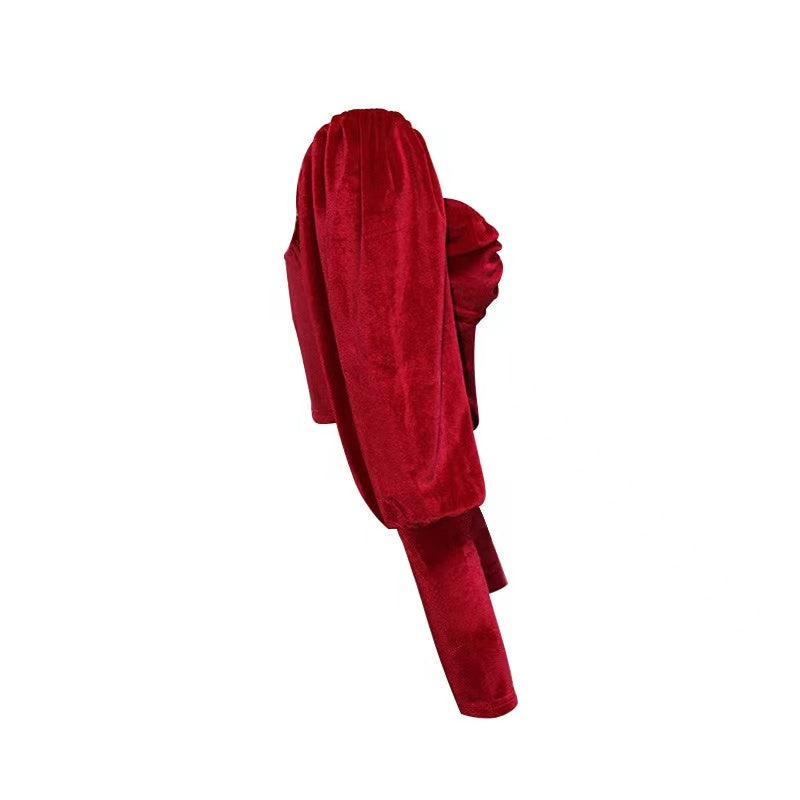 CORSET "RED VELVET" - Corset top rosu cu decolteu adanc din catifea