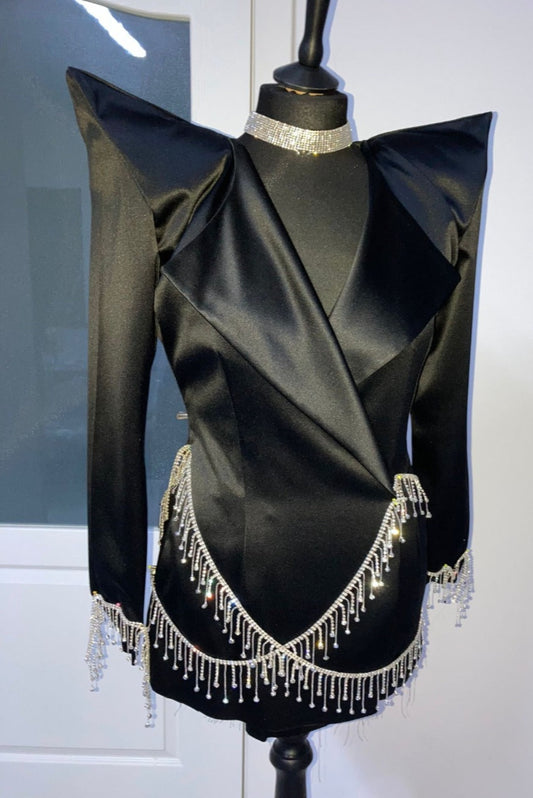 Sacou Negru 'Chandelier' - Sacou cu umeri supradimensionati