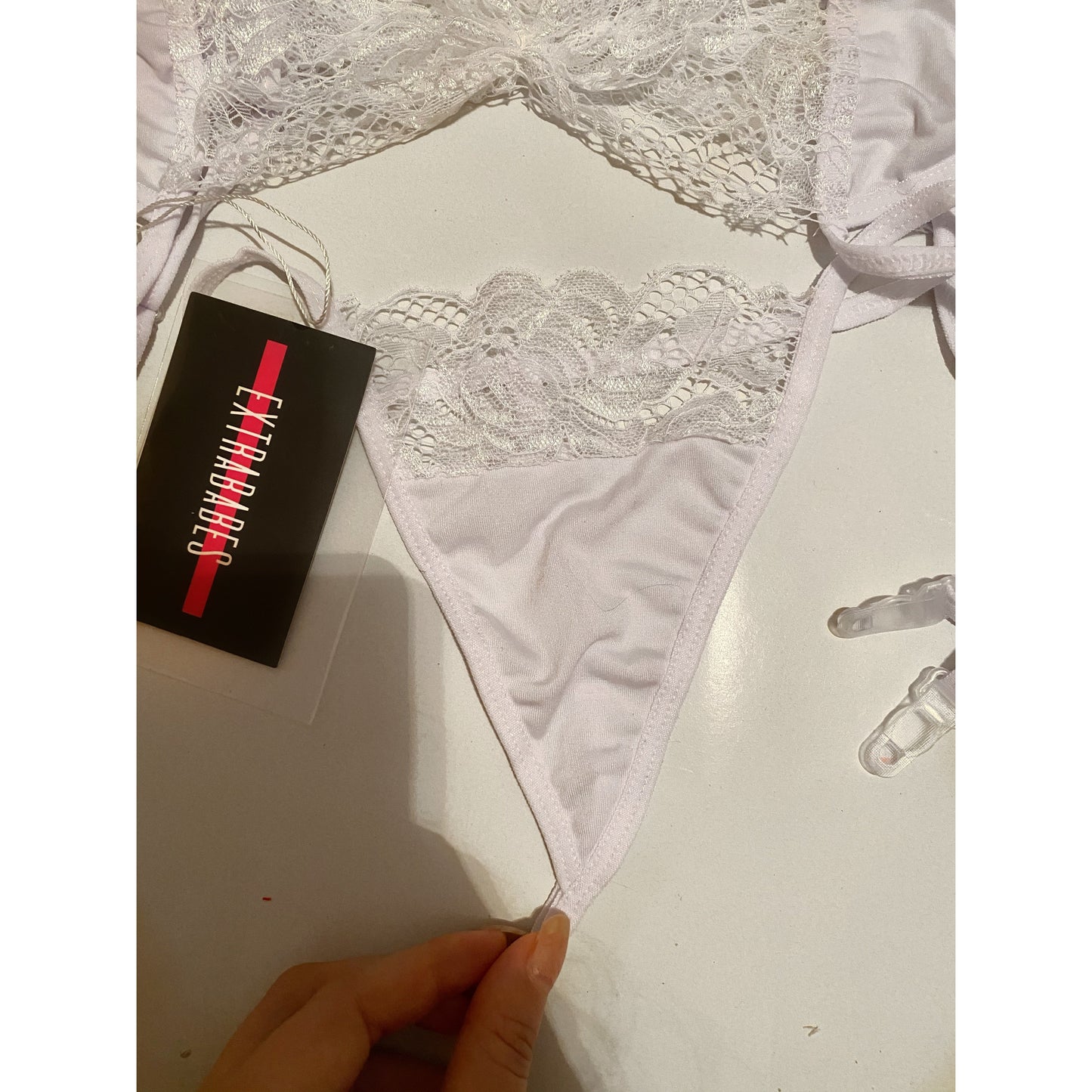 SET LENJERIE 'FANTASIZE ME' - Set lenjerie intima din 3 piese alb