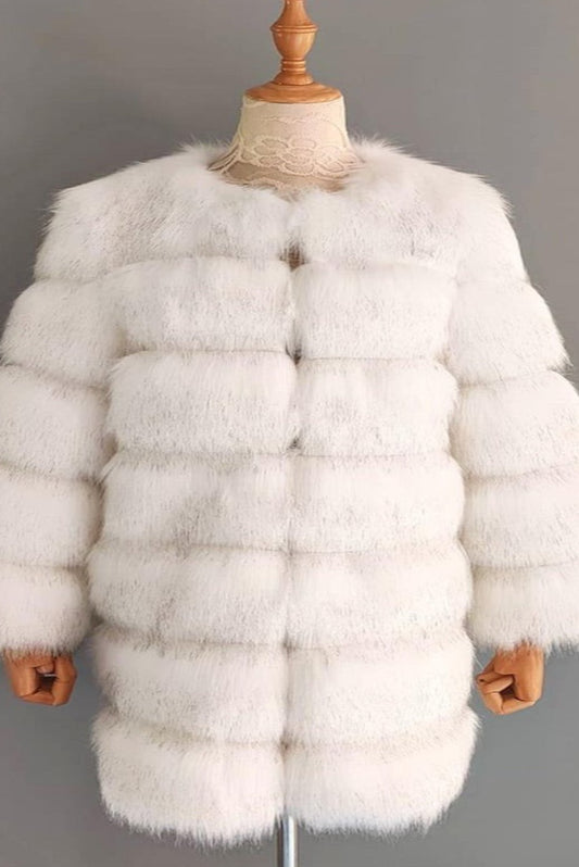 BLANITA āSNOW WHITEā LUNGA - Jacheta dama lunga din blana artificiala alba