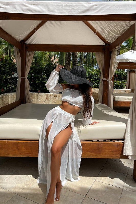 Compleu de plaja din doua piese "Punta Cana" Alb