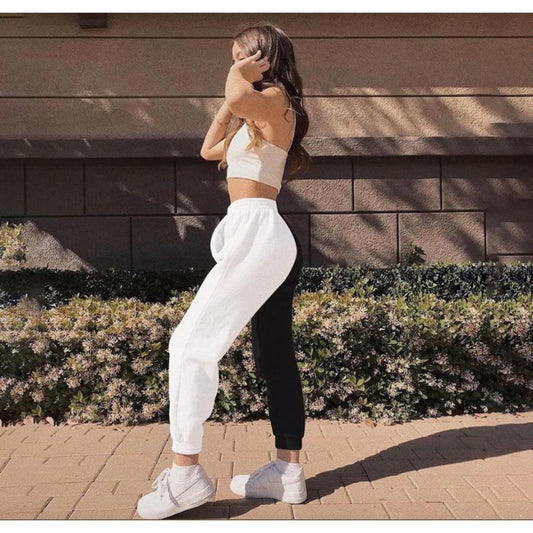 TRENING 'SLAY EVERYDAY' - Trening dama din 2 piese 'Black & white' bumbac