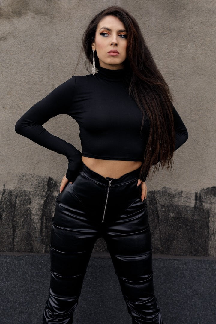 PANTALONI 'LEATHER B' - Pantaloni dama piele ecologica