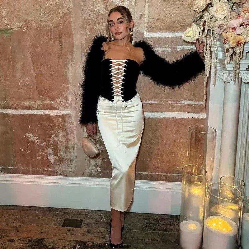 Rochie ‘Queen of corsets’ - fusta din satin si corset din catifea