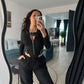 Body negru cu fermoar ‘Slim Fit’