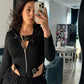 Body negru cu fermoar ‘Slim Fit’