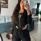 Body negru cu fermoar ‘Slim Fit’