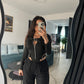 Body negru cu fermoar ‘Slim Fit’