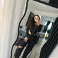 Body negru cu fermoar ‘Slim Fit’