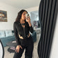 Body negru cu fermoar ‘Slim Fit’
