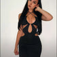 Rochie 'Barcelona' Rochie dama midi neagra cu despicaturi