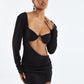 Rochie 'Exotic Love' - Rochie neagra, decupata, cu detalii din stras