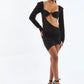 Rochie 'Exotic Love' - Rochie neagra, decupata, cu detalii din stras