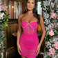 Rochie 'Beach Please' - Rochie de vara, roz, cu detalii din pietre