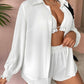 Set alb de vara 3 piese 'Summer Vibe'  - Compleude vara alb din 3 piese camasa, top, pantaloni scurti