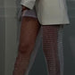 PANTALONI 'WHITE DIAMOND' - Pantaloni dres plasa alba cu pietre stralucitoare
