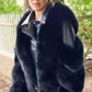 JACHETA 'FLUFFY BLACK' - Jacheta dama blana artificiala neagra