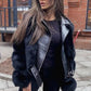 JACHETA 'FLUFFY BLACK' - Jacheta dama blana artificiala neagra
