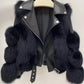 JACHETA 'FLUFFY BLACK' - Jacheta dama blana artificiala neagra