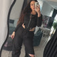 Body negru cu fermoar ‘Slim Fit’