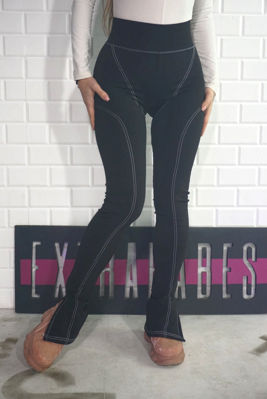 Pantaloni 'Motorsport' - Colanti cu talie inalta si evazati