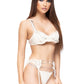SET LENJERIE 'BEIGE LOVE' - Set lenjerie intima 3 piese din dantela si detalii din strasuri