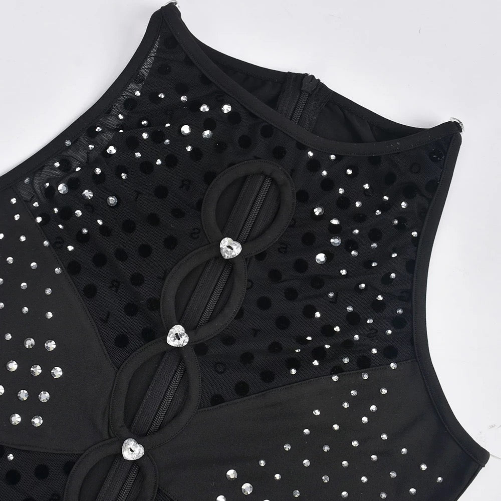 Salopeta 'Carmencita' - Salopeta de dama, croi mulat, detalii cut out, neagra