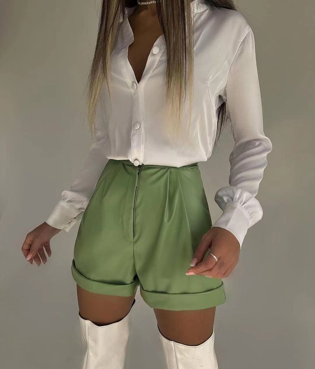 Pantaloni scurti de piele 'Camel'