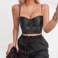 CORSET 'BABY CHAIN' -  Corset top negru cu bretele din lant
