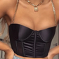 CORSET 'BABY CHAIN' -  Corset top negru cu bretele din lant