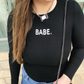 'BABE' BODYSUIT- Body dama negru cu mesaj