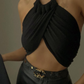 'CLEOPATRA' TOP - Top negru detaliu lant auriu