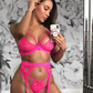SET LENJERIE 'V DAY' - Set lenjerie intima 3 piese roz