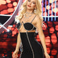 Rochie 'Sparkle Up' - Rochie neagra, cu efect modelator si detalii din pietre